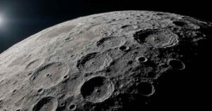 Обратная сторона Луны с кратерами от астероидов