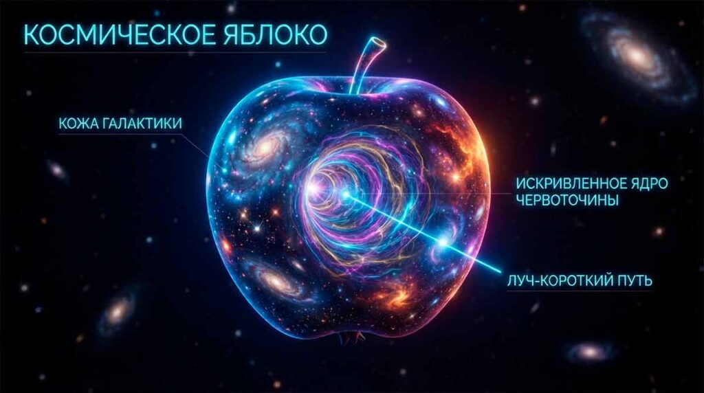 Кротовые норы пробивают ткань пространства подобно туннелю внутри яблока