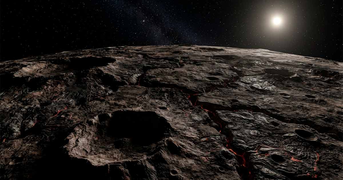 Кора Меркурия крупным планом, визуализация вулканического прошлого и остывшей мантии.