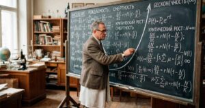 Судный день 2026 года: учёные назначили конец света на 13 ноября 1 Ученый-кибернетик смотрит на график бесконечного роста перенаселения Земли к 2026 году.