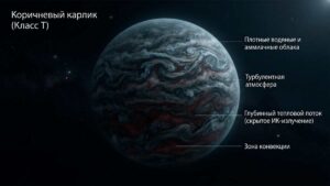 Первые водяные облака вне Солнечной системы и переменная облачность на WISE 0855 1 Художественное представление коричневого карлика WISE 0855 с переменными водяными облаками.